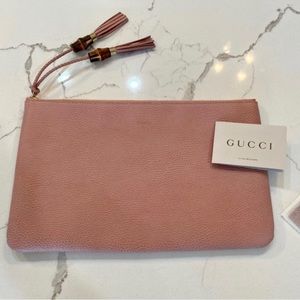 Pink Gucci bamboo clutch